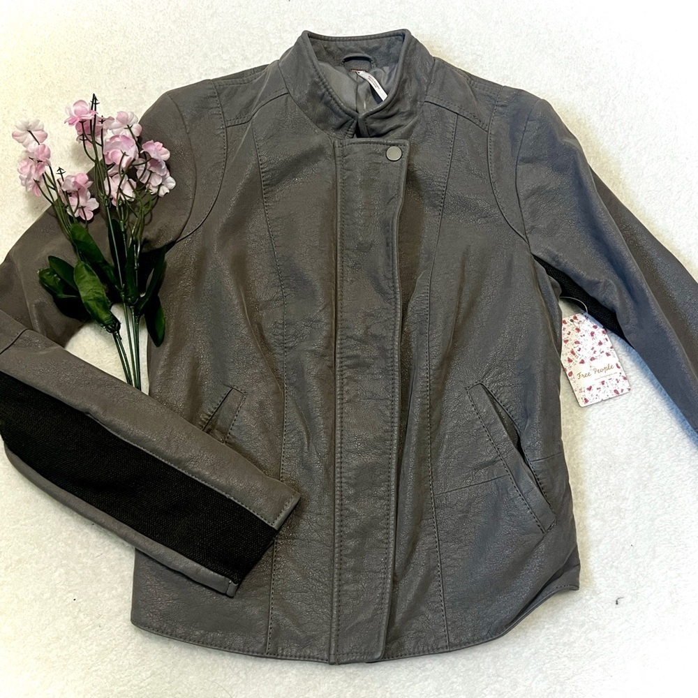 Free People NWT* Cool & Clean Faux Leather Moto Jacket - Size 2